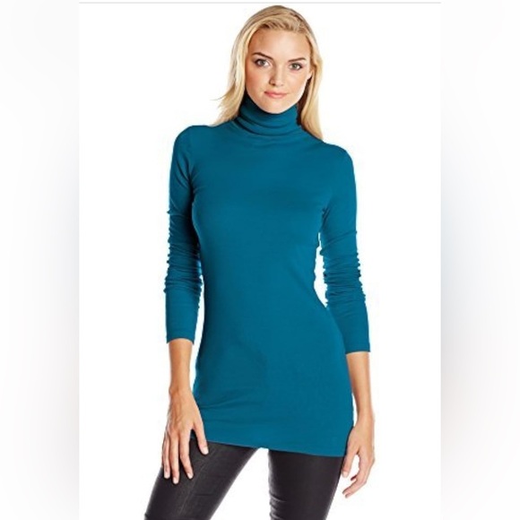 Anthropologie Michael Stars Hunter Green Supima Long Turtleneck - Picture 1 of 4